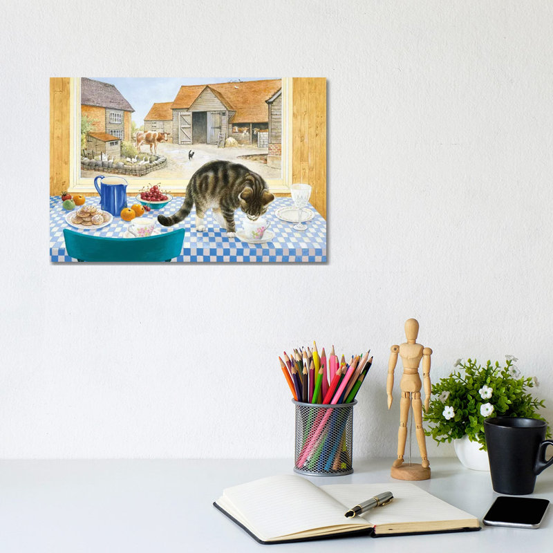 Twiglet On The Table by Ivory Cats - Wrapped Canvas Print, 20.32 cm H x 30.48 cm W