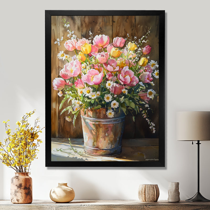 Chappel - reproduction d'art sur toile florale, H 20 po x l 12 po, Picture Framed, Noir