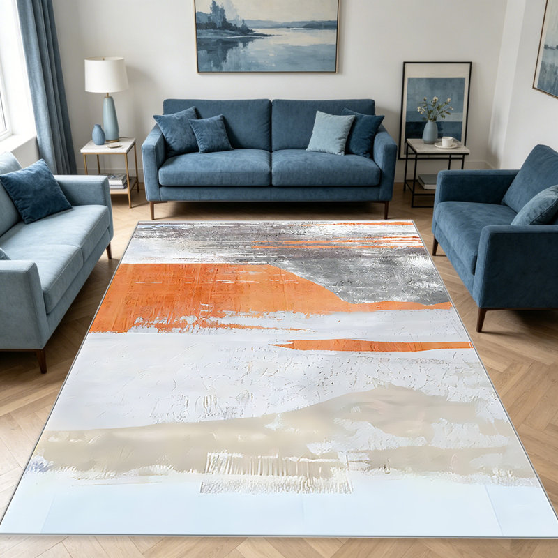 Warm Orange Texture carpet-easy to clean, machine-washable, soft and comfortable; suitable for door mats, kitchens, living rooms, bedrooms, corridors, and laundry areas. Easy to clean, durable carpet for home decoration.