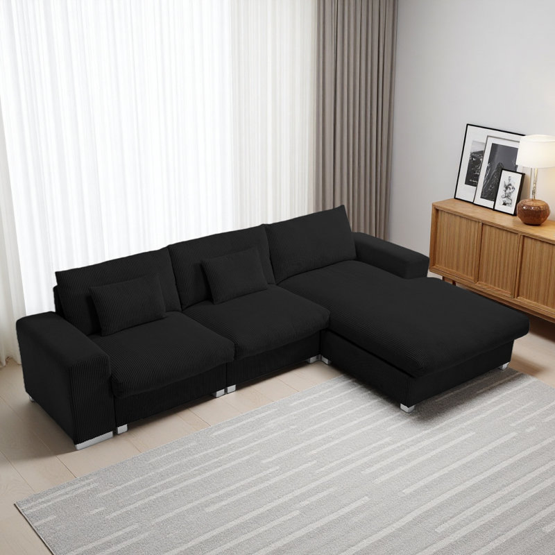 Canapé en L en forme de L, Polyester noir