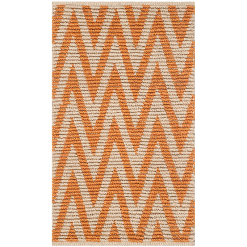 Aeris Hand Woven Cotton/Jute Chevron Rug in Natural/Orange