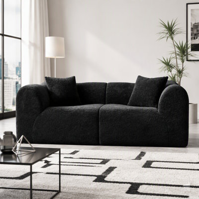 Comfortable 2-Seater Velvet Fabric Sofa with Pillows, Space-Saving and Ideal for Small Living Spaces, Offices and Apartments