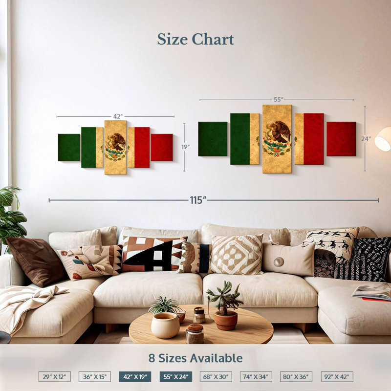 Drapeau mexicain, H 24 po x l 55 po