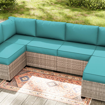 14-Piece Outdoor 4" Replacement Cushion Set Seat/Back Cushion (Set Of 6 Cushion , 6 Backrests , 2 Coner Cushions) by Barry Room