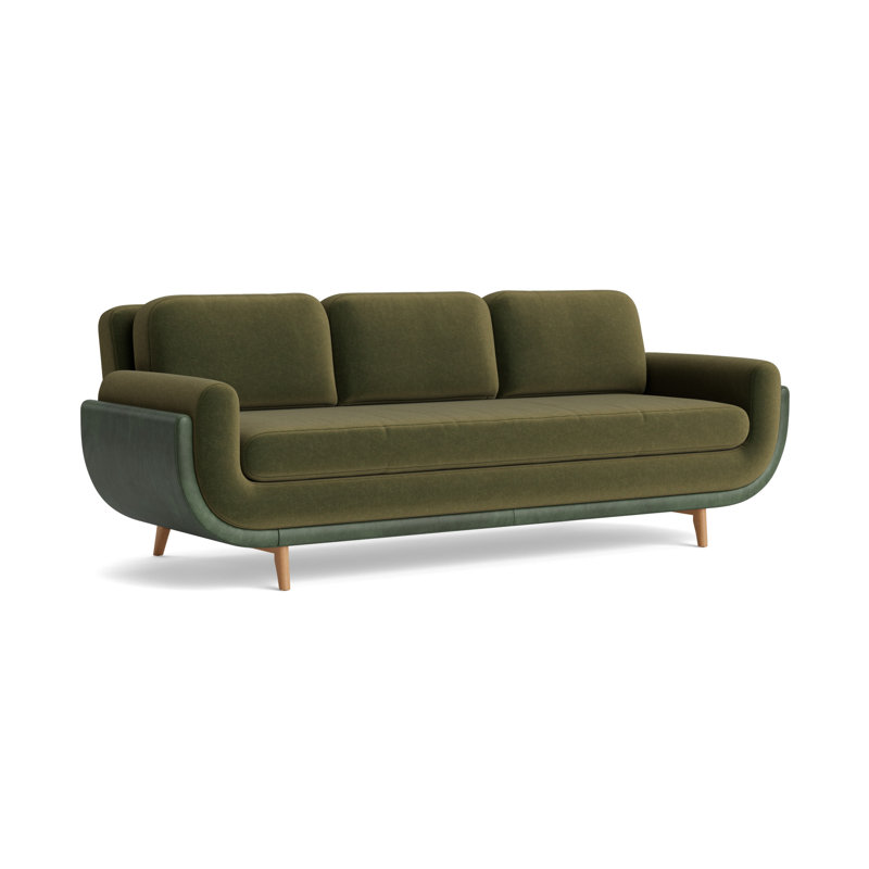 Regatta 90 Sofa, Performance Velvet - Balsam/Bedford - Evergreen, Natural
