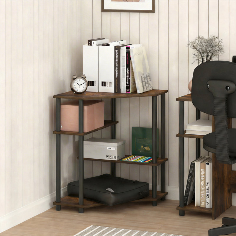 Ballou Corner Desk, Amber Pine/Black