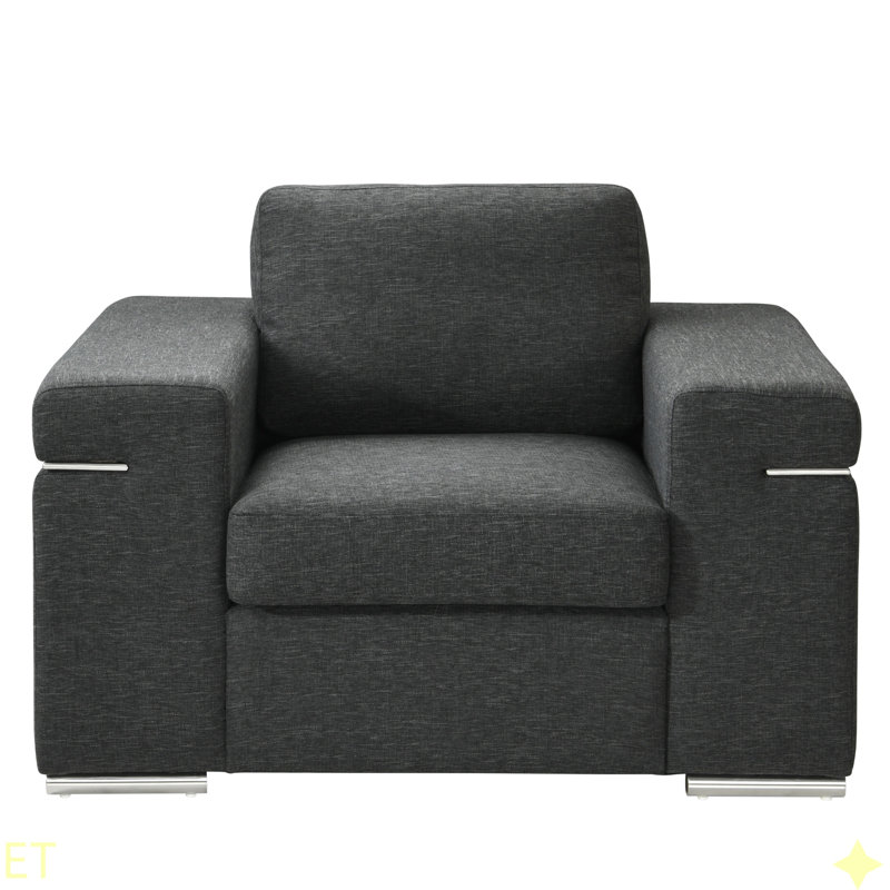 Gianna Linen Fabric Arm Chair, Black Linen