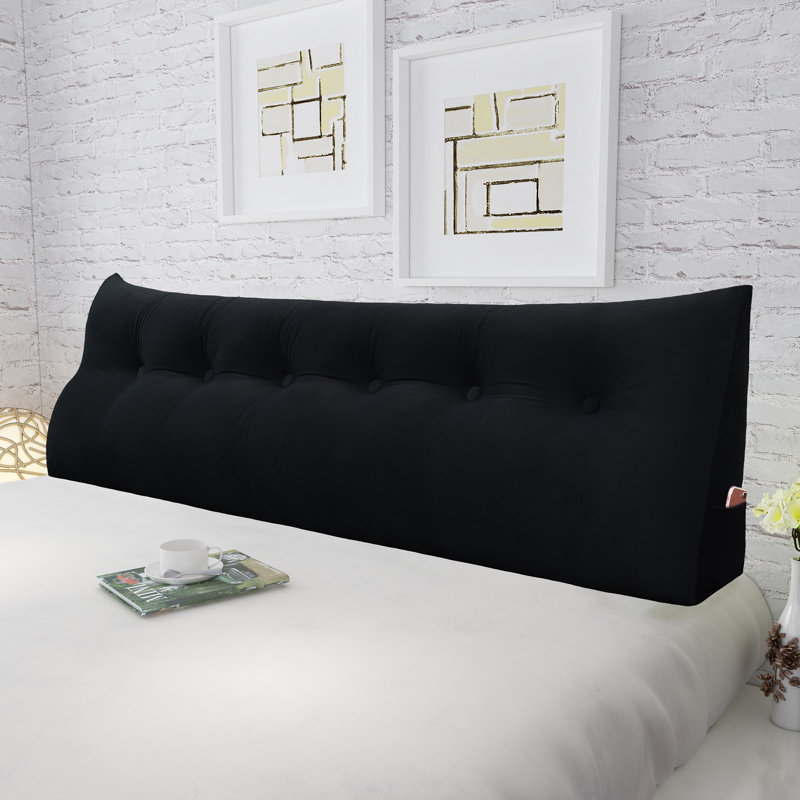 Support de dossier triangulaire en velours, Grand lit, Noir