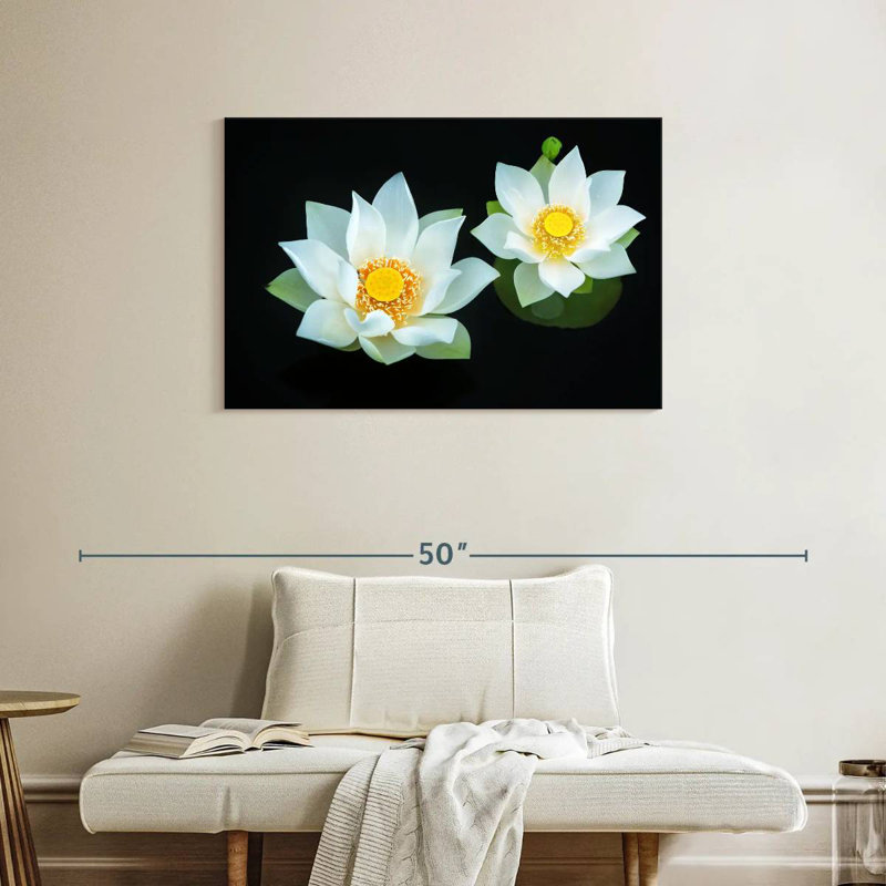 Harnek Lotuses sur fond noir, H 24 po x l 36 po