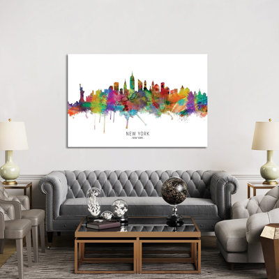 New York City Skyline by Michael Tompsett - 1 Piece Wrapped Canvas Wall Art