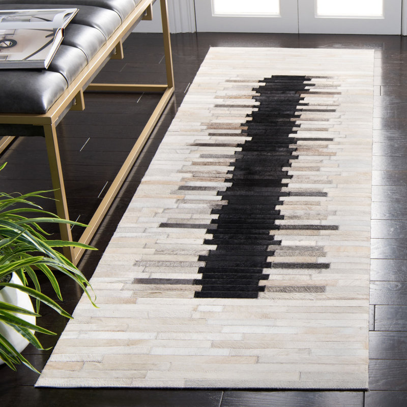 Studio Leather Hand Woven Leather With Felt Rug, Runner 2'3" x 7'