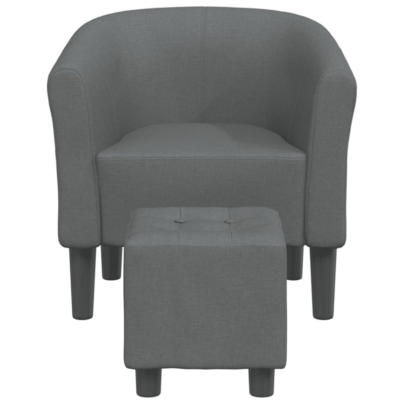 Danalyn Upholstered Barrel Chair with Ottoman, Dark Gray Fabric