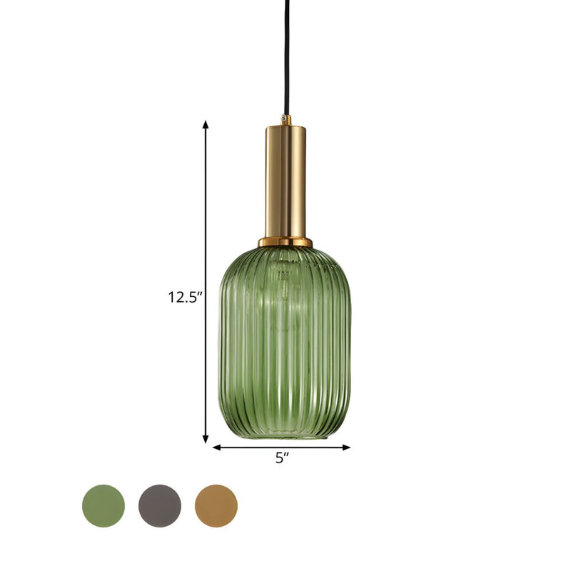 Luminaire suspendu en verre Ribber, Vert