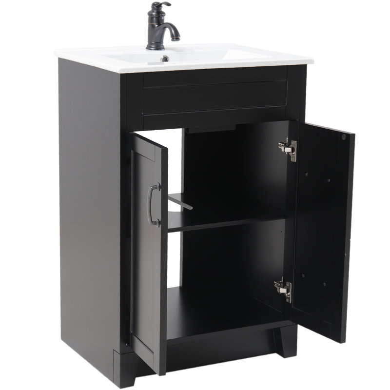 Espresso Freestanding Single Bathroom Vanity with Ceramic Top