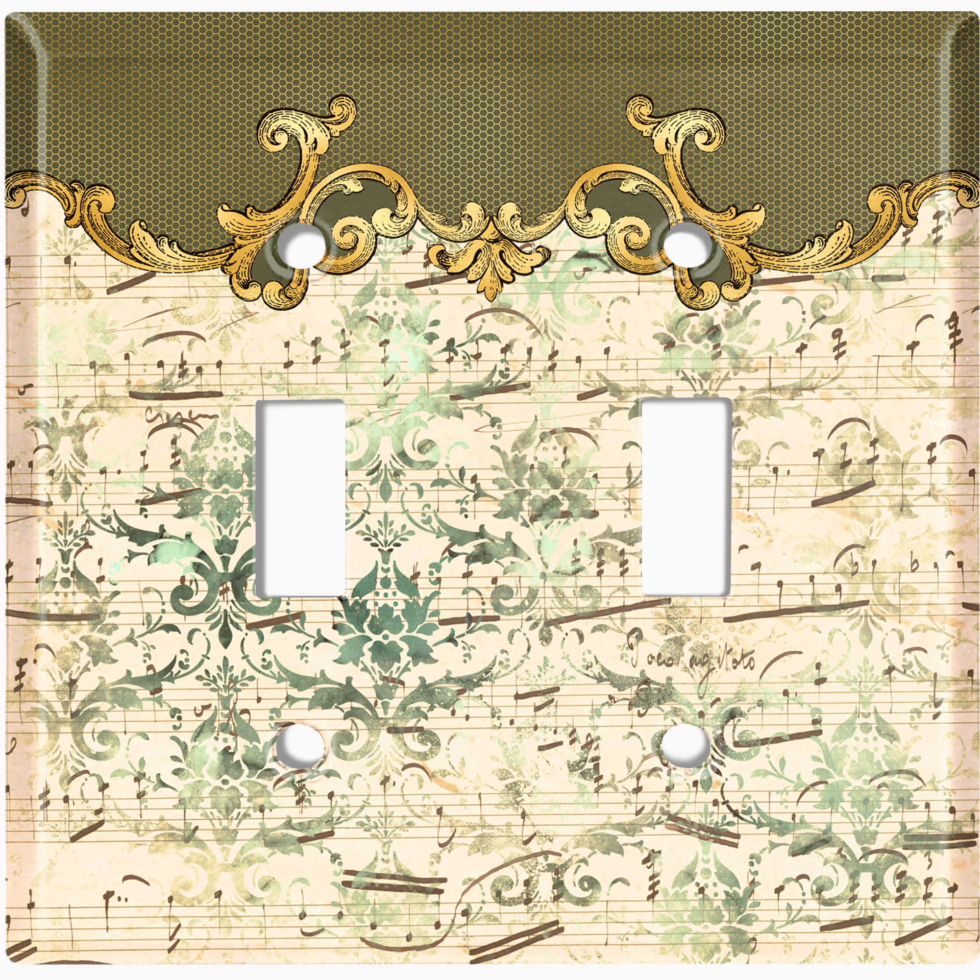 WorldAcc Metal Light Switch Plate Outlet Cover (Damask Green White ...