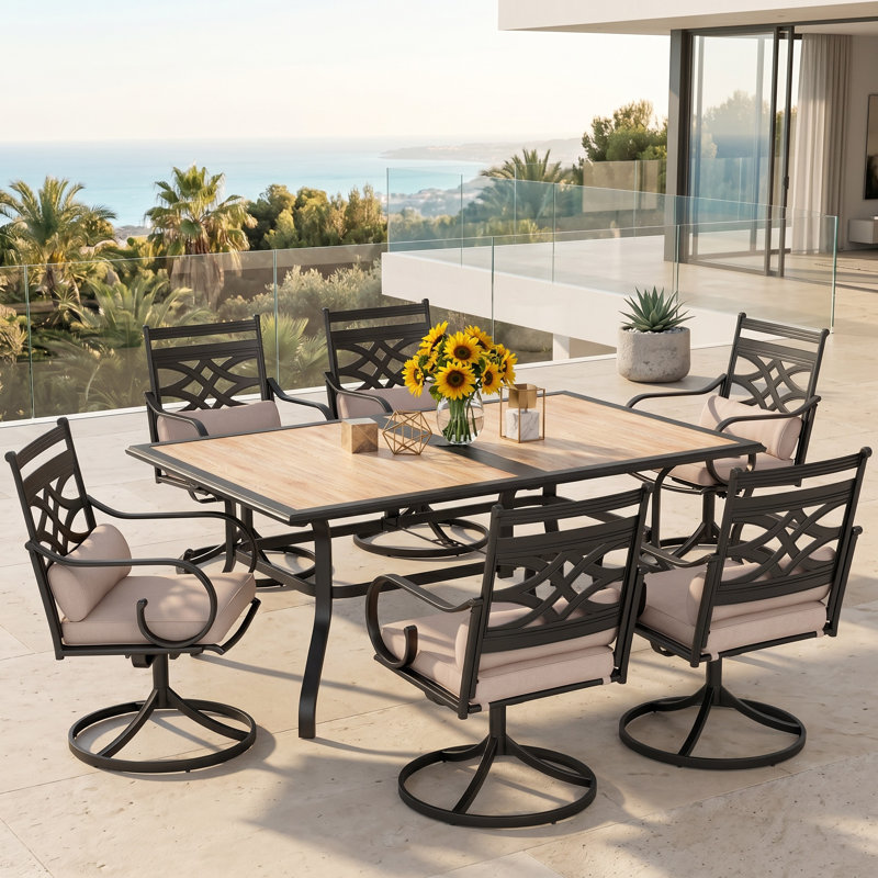 Alyah 6 - Person Patio Dining Set with Rectangular Table