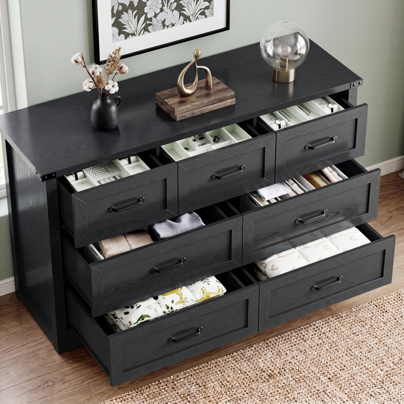 Rustic 7-Drawer Dresser, 47.2"Modern Minimalist MDF Chest with Anti-Tip Design, Compact Storage Cabinet for Bedroom & Living Room