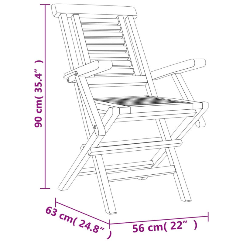 Kauai Folding Garden Chairs 4 pcs 56x63x90 cm Solid Wood Teak