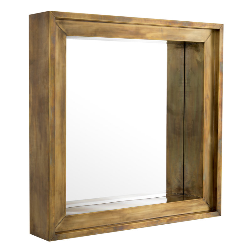 Magenta Flat Engineered Wood Beveled Wall Mirror, 39.37" x 39.37"