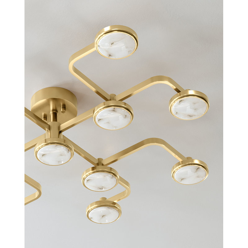 Meander 13 Light LED Chandelier, Aged Brass