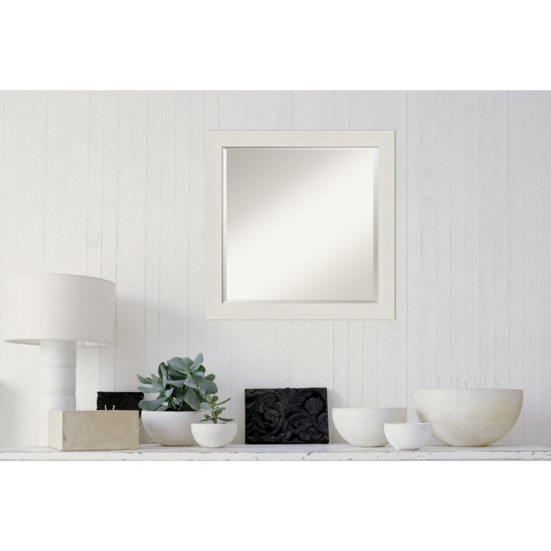 Akhia Narrow Beveled Wall Mirror, 23" x 23", Rustic Plank Gray