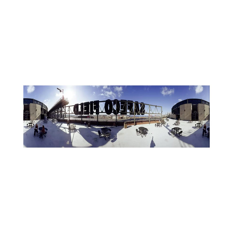 Tourist Sitting On A Roof Outside A Baseball Stadium, Seattle, King County, Washington State, USA by Panoramic Images - Panoramic Gallery-Wrapped Canvas Giclée on Canvas