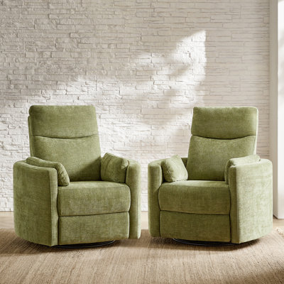 Anneisha Contemporary Swivel Rocker Power Recliner with Moveable Pillows (Set of 2)