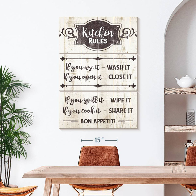 Kitchen Rules Typographie 3 pièces, H 50 po x l 32 po