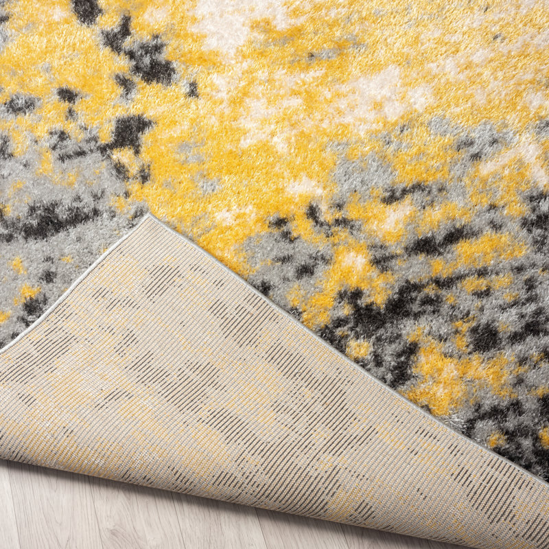 Loryssa Abstract Area Rug in Yellow, Rectangle 2' x 3'