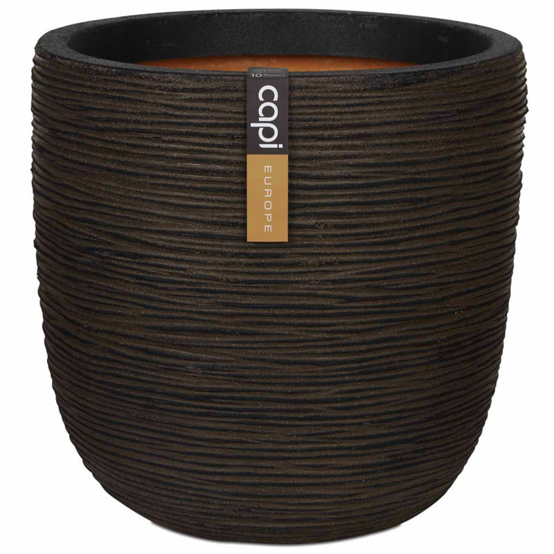 Capi Egg Planter Nature Rib, Brown, 34 cm H x 35 cm W x 35 cm D