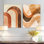 «Earthtone Arc Composition - Brown Abstract», ensemble de 2 grandes impressions murales en métal