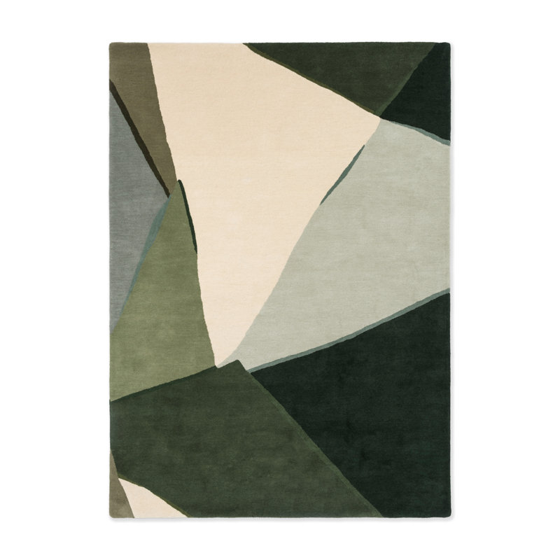 Sumi Reflect Hand Tufted Wool Abstract Area Rug in Fern/Pistachio, Rectangle 5'7" x 7'10"