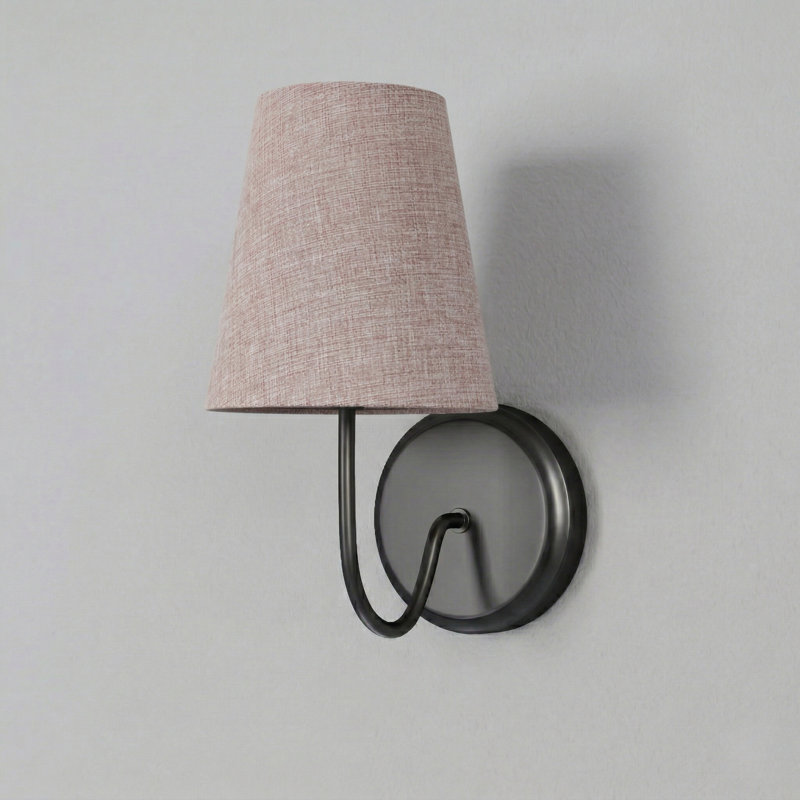 Applique murale noire à intensité variable 6 po avec abat-jour rose en lin, Noir mat, Rose
