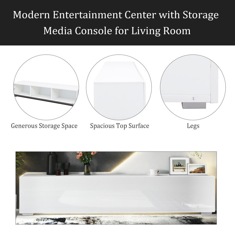 Meuble audio-vidéo moderne avec console multimédia de rangement pour le salon