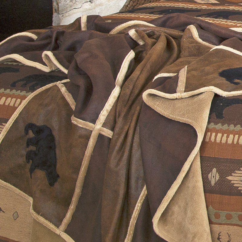 Rustic Brown and Beige Faux Fur Throw Blanket