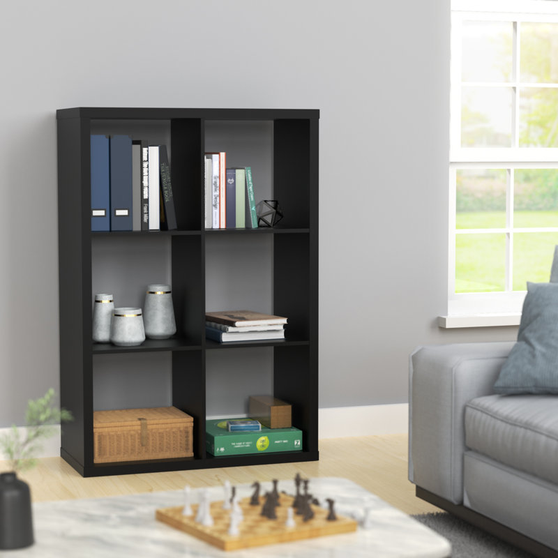 30'' H x 43.82'' W Decorative Cube Bookcase, Black