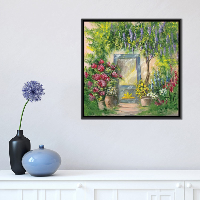 «Entrada I», reproduction sur toile, H 37 po x l 37 po x P 1,5 po, Toile encadrée noire, Pas de tapis