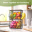 Panier de fruits à 2 niveaux pour comptoir de cuisine, panier suspendu en métal empilable avec couvercle en bois et 4 crochets de banane, rangement pour légumes, oignon, pomme de terre