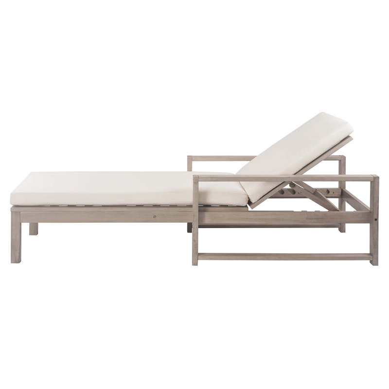 Outdoor 5-Position Chaise Lounge With Cushion, Gray
