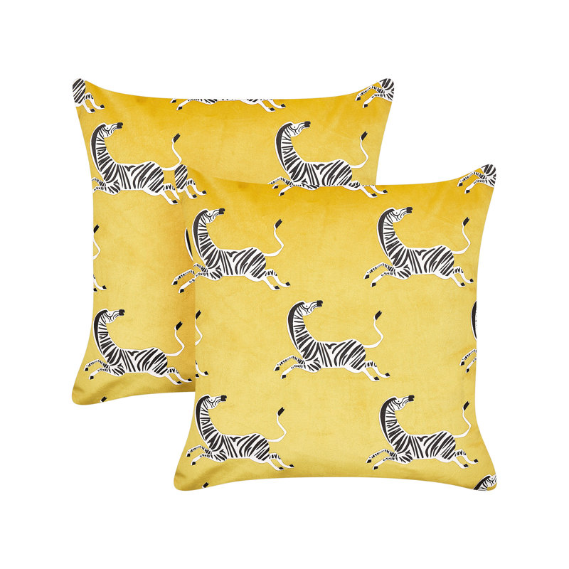 Aviva Animal Print Yellow Square Cushion