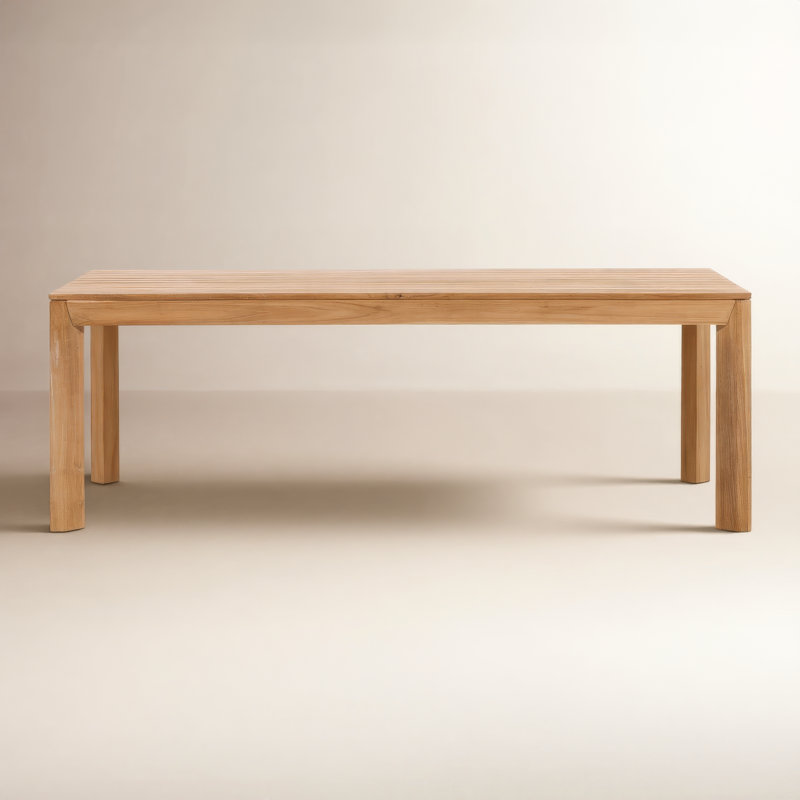 Brianna 86" Wide Outdoor Teak Wood Dining Table, Natural