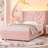 🧸 Kids Bed with LED Lights & Storage, Velvet Upholstered Wingback Platform Bed Frame, Noise-Free, Twin Size-209422864-209422865