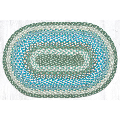  Natural Fiber Rug – Sage/Ivory/Blue Oval by 
