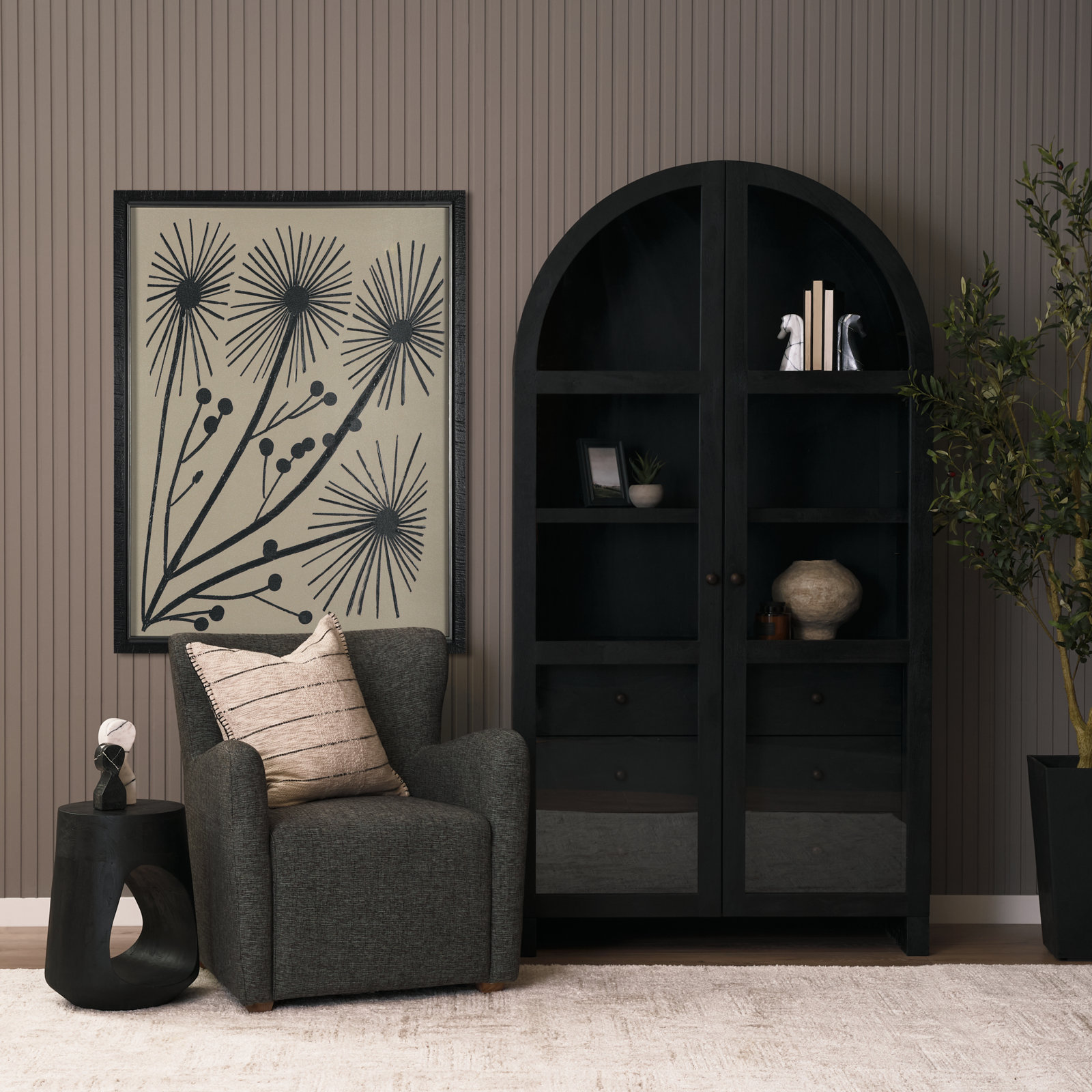 Stonewall Mango Accent Cabinet, Black