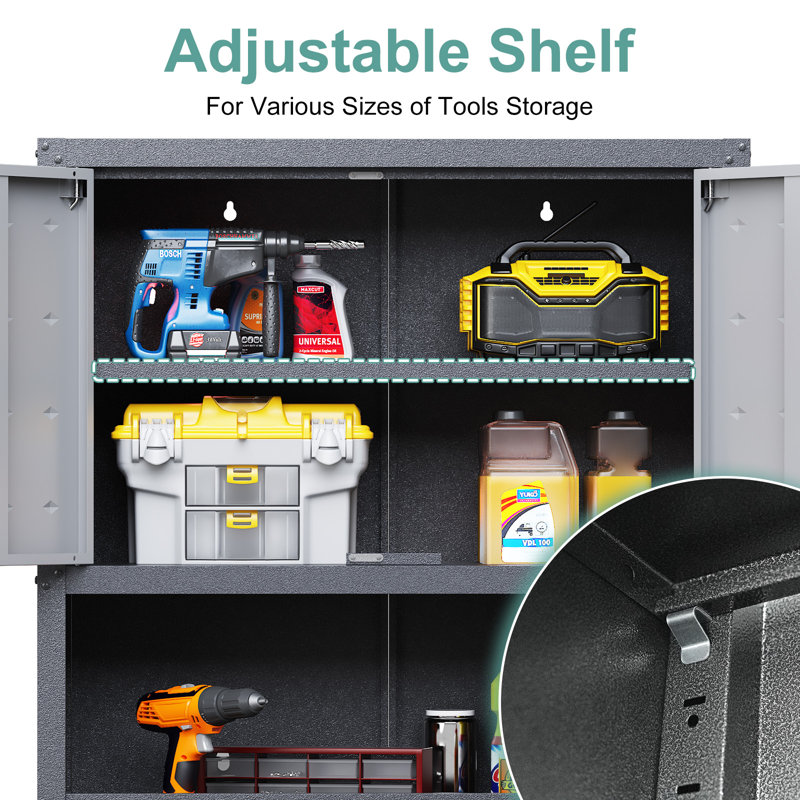 29.5''W Metal Garage Storage Cabinet with Adjustable Shelf.