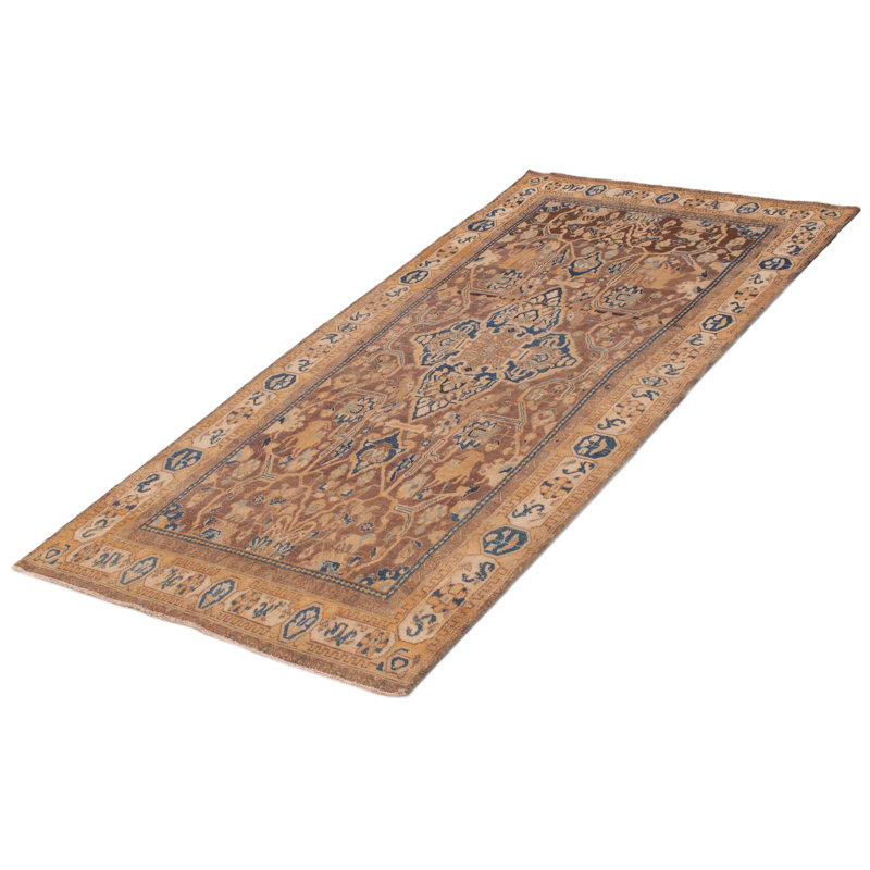 Tapis unique en laine des années 1990 4 pi 9 po x 9 pi 8 po Kamas