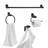 5-Piece All-In-One Matte Black Bathroom Kit With 19" 3-Light Vanity Light And Seeded Glass Shades