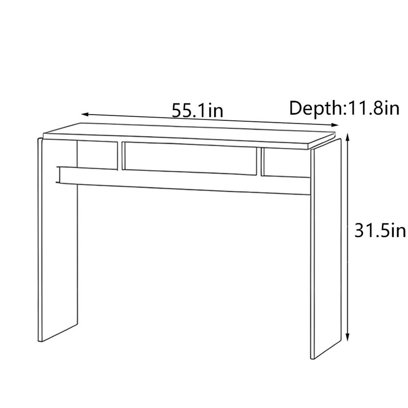 Table d'entrée en chêne massif de style Wabi-Sabi, H 31,5 po x l 55,1 po x P 11,8 po