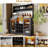 Coffee Bar Cabinet, Buffet Sideboard With Storage Shelf, Power Outlet, 6 Hooks,9 Wink Racks And Adjustable Shelf