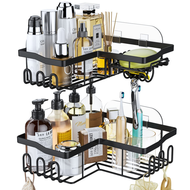 Nutting Adhesive Stainless Steel Shower Shelf, Black